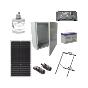 Kit Solar de 12 Vcc para alimentar energizador de cerca electrificada. Instalación de panel en poste.