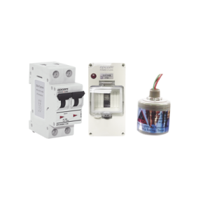 Kit de Centro de Carga Para Corriente Directa, Breaker de hasta  800 Vcc de 20 A con Supresor de Descargas Atmosféricas.